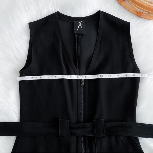 Yigal Azrouel Jumpsuit Front Zip Belted Black Sleeves Wide Leg Women’s 3 - Picture 11 of 12